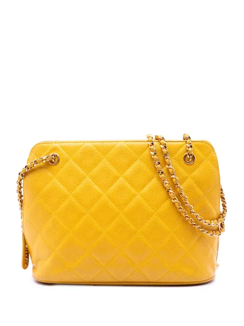 CHANEL Pre-Owned 1996-1997 Quilted Caviar Chain shoulder bag Yellow HJIQ2TXFV4ZG3TIM