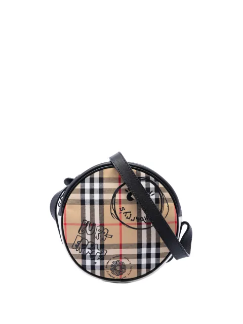 Burberry Pre-Owned 2000-2017 House Check Canvas and Calfskin Cartoon Print Round crossbody bag Neutrals T2675PK3FR2REF04