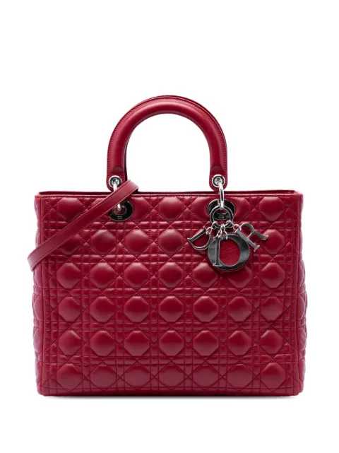 Christian Dior Pre-Owned 2010 Large Lambskin Cannage Lady Dior satchel Red GDEXF5ZNMUFCT7QD