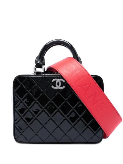 CHANEL Pre-Owned 2019 Small CC Quilted Patent Travel Kit Vanity Case satchel Black G3P4DPDCVXTU7RTQ