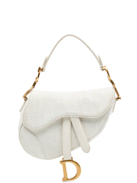 Christian Dior Pre-Owned 2020 Mini Oblique Embroidered Canvas Saddle Bag satchel White DM4FEUK4TN0N4ODO