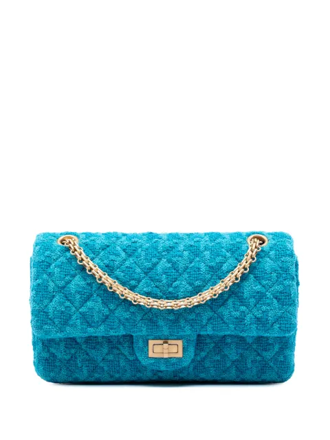 CHANEL Pre-Owned 2019 Quilted Tweed Reissue 2.55 Double Flap 225 shoulder bag Blue AMUE1W7H22OSGTYP