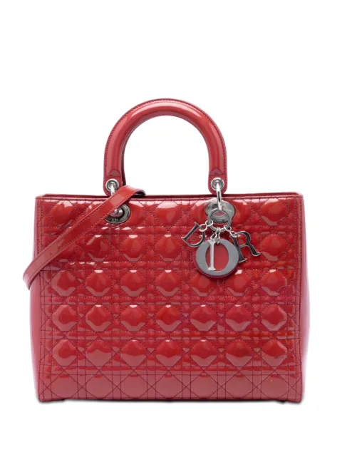Christian Dior Pre-Owned 2011 Large Patent Cannage Lady Dior satchel Red 3YICER5SEFYG6WNS