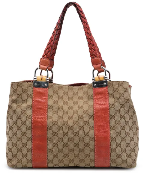 Gucci Pre-Owned 2016-2026 Medium GG Canvas Bamboo Libeccio tote bag Neutrals 3FEM8KU1RSL7L8QN