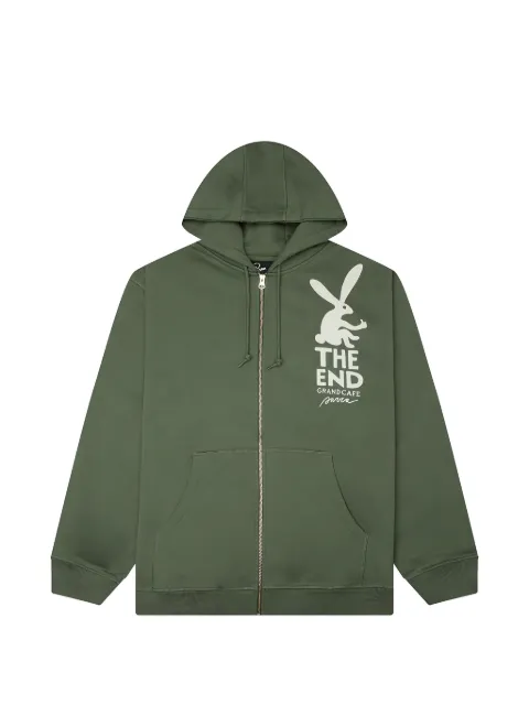 BY PARRA End The Bunny graphic-print zip-up hoodie Green 55411