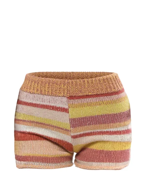 The Elder Statesman striped cashmere shorts Orange 230367C920