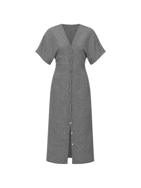 SUPER BLOND houndstooth-pattern short-sleeve midi dress Black DRESSCBLU