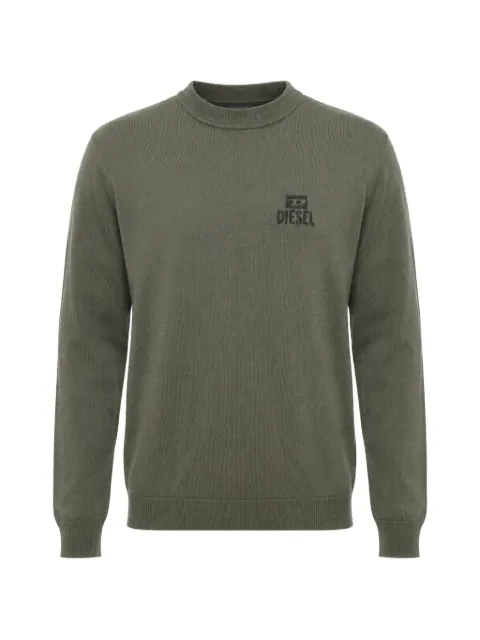 Diesel logo-embroidered crew-neck sweater Green A15996RCHAN5BS