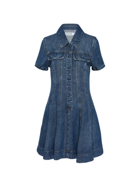 Self-Portrait rhinestone-embellished striped mini dress Blue PF26818SABL00BLUE