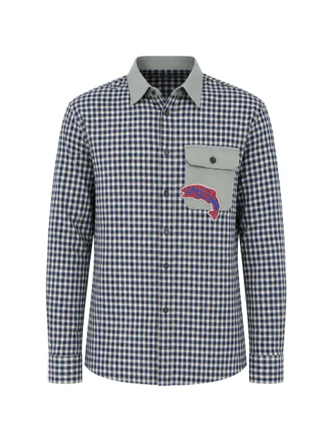 DSQUARED2 checked-pattern patch-detail shirt Blue S74DM0843D35068