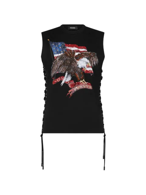 DSQUARED2 lace-up embellished tank top Black S71GD1338S23009