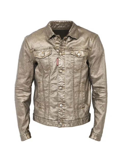 DSQUARED2 metallic-effect logo-patch jacket Gold S74AM1488S30748