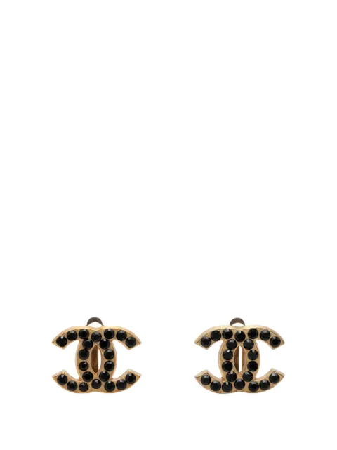 CHANEL Pre-Owned 2001 CC Gold Plated Strass Clip On Earrings costume earrings Black TZ2JW4OGMVNR6JVT