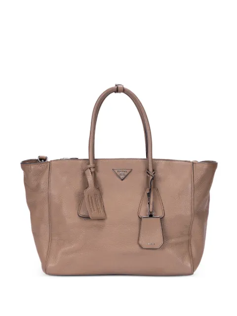 Prada Pre-Owned logo plaque tote bag Neutrals 117