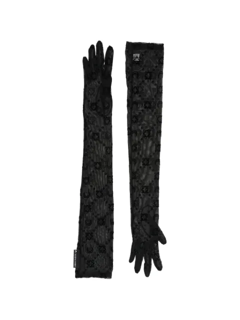 Marine Serre Moon-print mesh gloves Black WGL001ACJER0005BK99