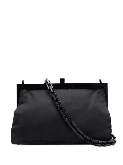 Prada Pre-Owned 2000-2013 Tessuto Kisslock Frame Chain crossbody bag Black 1MVP424FS2CF62H5