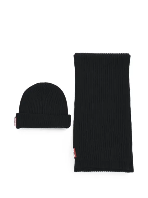 DSQUARED2 ribbed wool scarf and beanie hat Black S82KNM0065SJ01W067572124