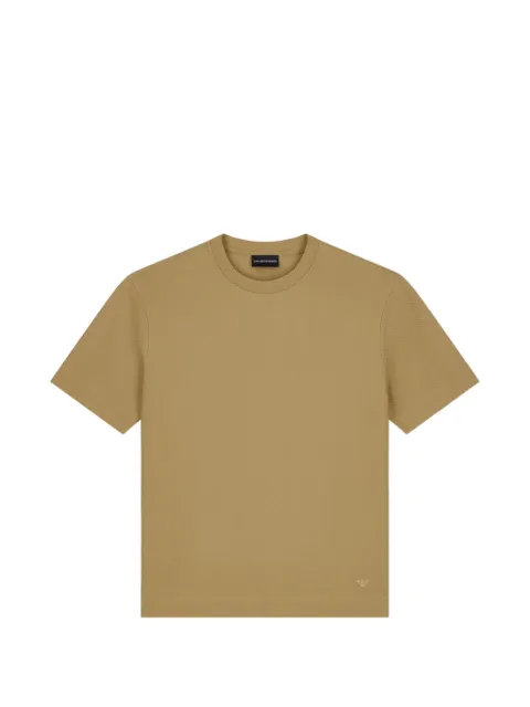 Emporio Armani herringbone-pattern embroidered-logo T-shirt Neutrals EM007038AF10762