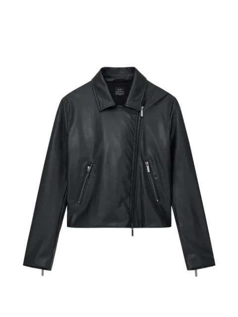 Emporio Armani grained-texture zip-fastening jacket Black XW001433AF16618