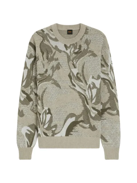 BOSS Afloralo floral-intarsia sweater Green 50565117