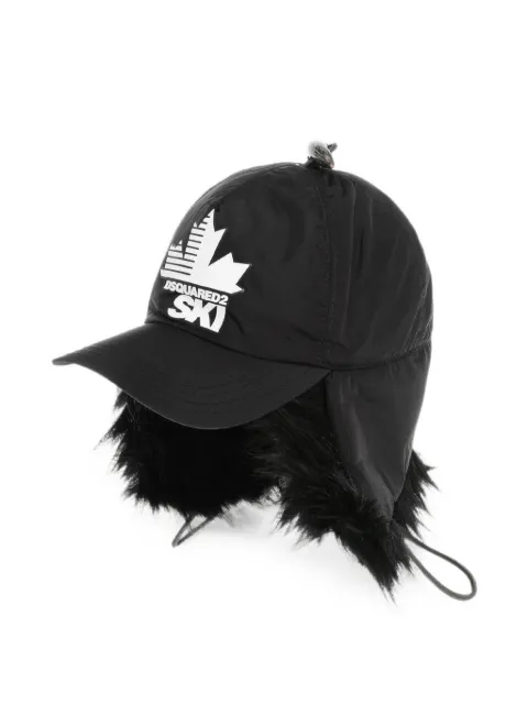 DSQUARED2 faux-fur trim ski baseball cap Black BCM012411703457