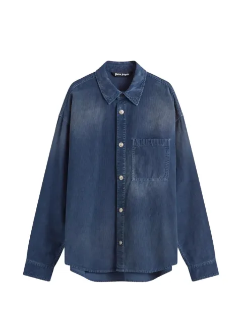 Palm Angels ribbed-velour shirt Blue PMES043S25FAB0024646