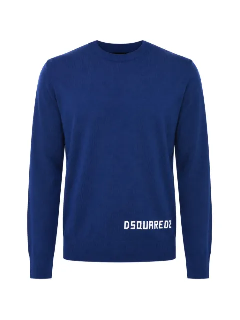 DSQUARED2 flocked-logo crew-neck sweater Blue S74HA1529D13085