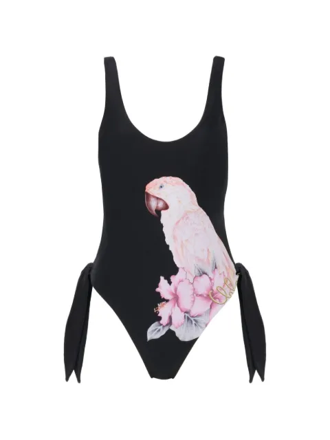 Chloé parrot-print side-tie swimsuit Black CH26AMB33889