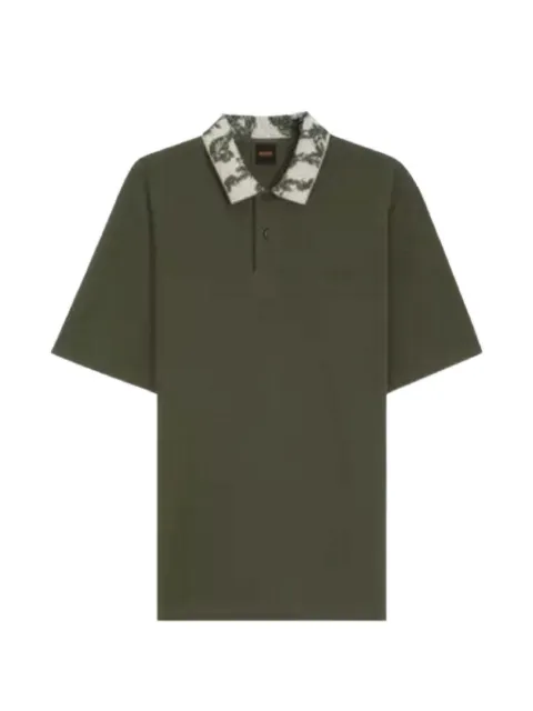 BOSS abstract-print polo shirt Green 50565613