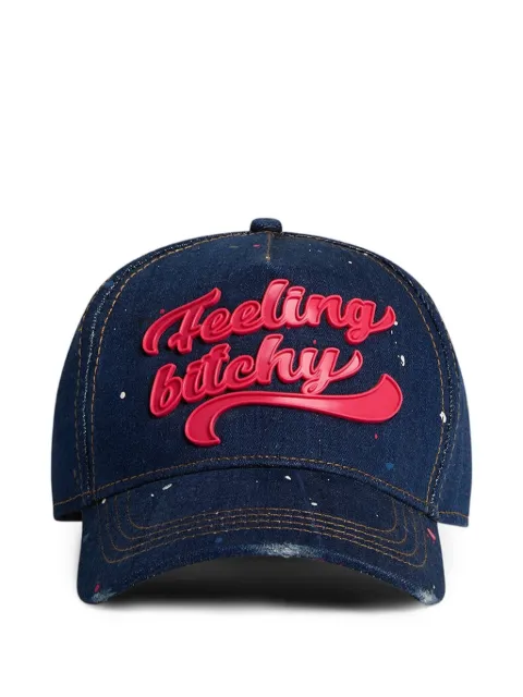 DSQUARED2 paint-splatter logo-patch baseball cap Blue BCW012410100001