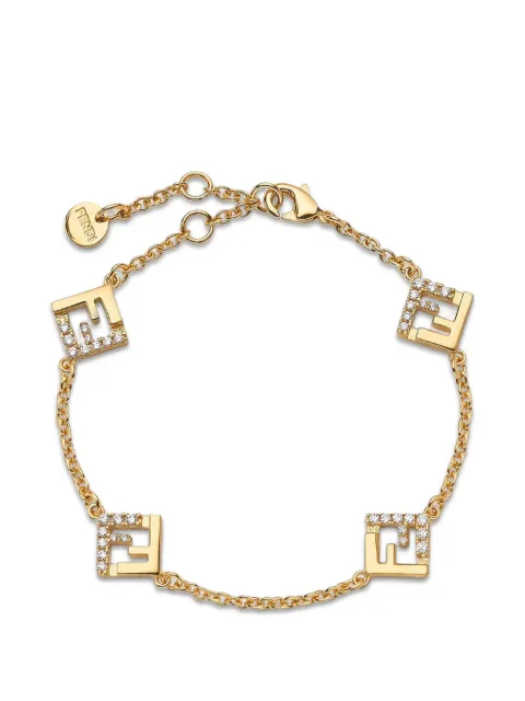 FENDI Forever FF-motif crystal-embellished bracelet Gold 8AL492ATEP
