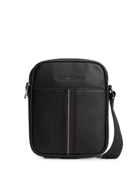 Tommy Hilfiger pebble-effect stripe-detail messenger bag Black FAM0AM14168