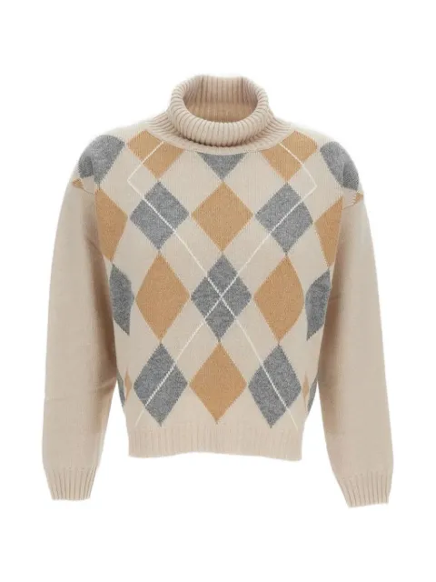 Lorena Antoniazzi argyle-knit roll-neck sweater Neutrals A26127DM56A24722162