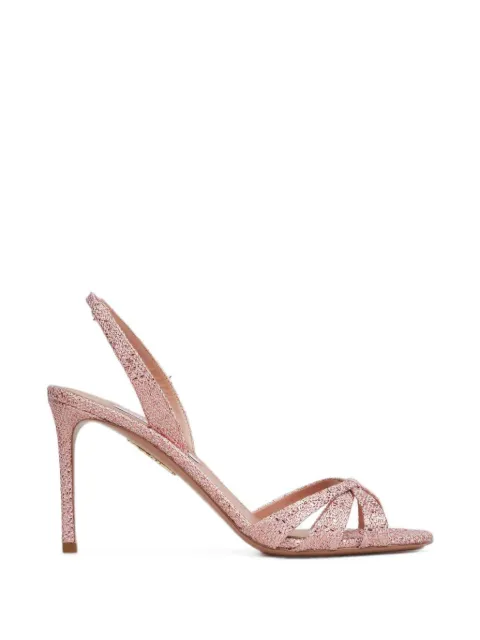 Aquazzura woven-texture crossover-strap pumps Pink TTIMIDS0ICWINFINITYCANVASWEAVE