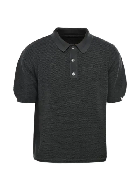 Palm Angels moss-stitch knit polo shirt Grey PMHV005S24KNI0011010