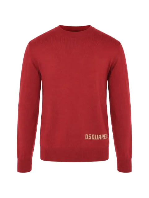 DSQUARED2 flocked-logo crew-neck sweater Red S74HA1529D13085