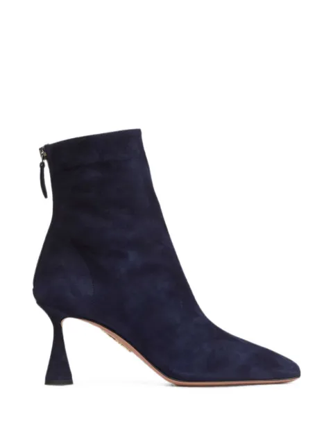 Aquazzura Amore 75 suede almond-toe ankle boots Blue AREMIDB0SUESUEDE