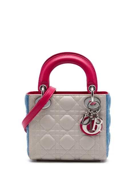 Christian Dior Pre-Owned 2014 Mini Tricolor Lambskin Cannage Lady Dior satchel Pink 0C0HE97M9KK601MN
