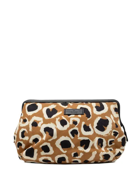 Gucci Pre-Owned 2000-2015 Leopard Print Canvas pouch Brown WVLGS8V8MAPR56ME