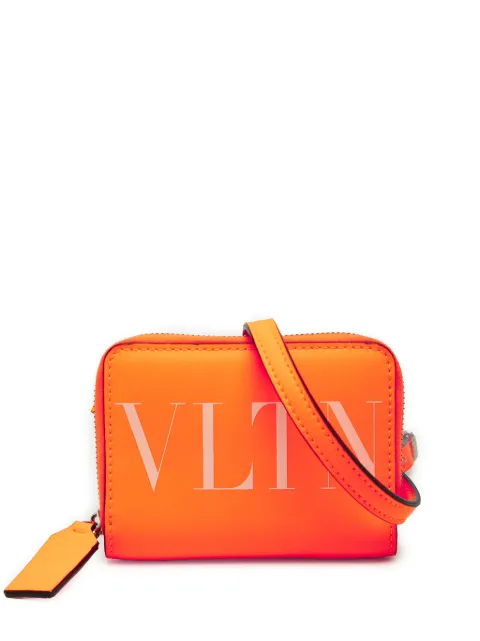 Valentino Garavani Pre-Owned 2000-2026 Calfskin VLTN Wallet with Neck Strap crossbody bag Orange QLRA3OYHAFKLHY61