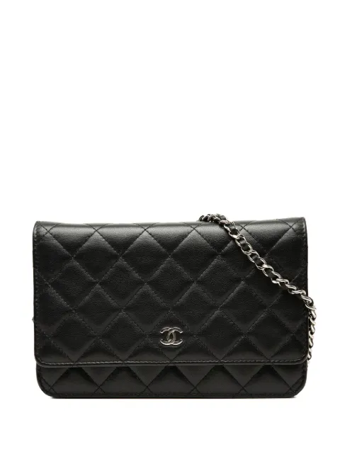 CHANEL Pre-Owned 2019 CC Quilted Lambskin Wallet On Chain crossbody bag Black 74W6XV16YKEZE4JG