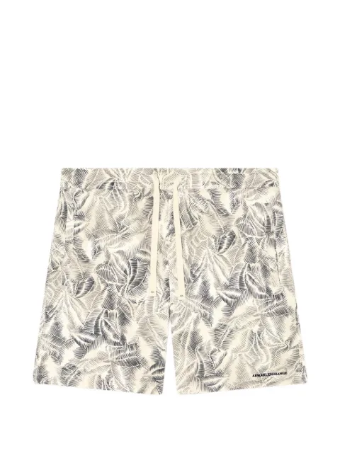 Armani Exchange leaf-print drawstring shorts Neutrals XM002384AF2