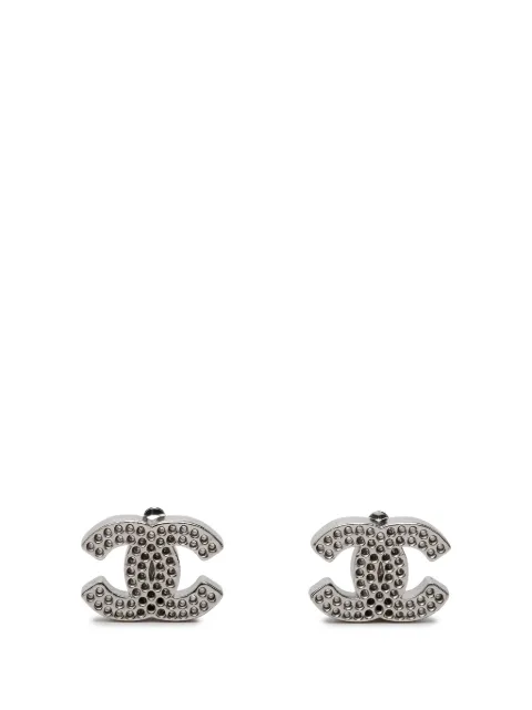 CHANEL Pre-Owned 2003 CC Brass Perforated Clip On Earrings costume earrings Silver HNE9QH7SSWBK460Z