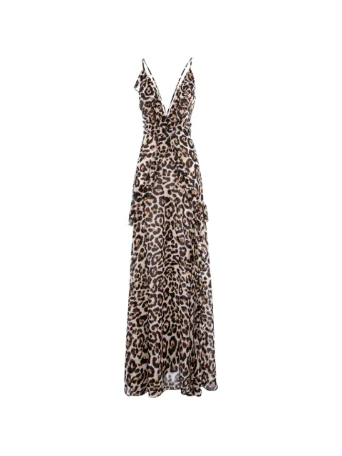 CuAnna Luna ruffled leopard-print maxi dress Neutrals LUNADRESS