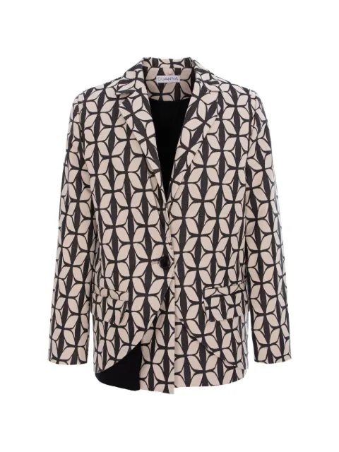 CuAnna geometric-print asymmetric jacket Black DOUBLEYOUJACKET