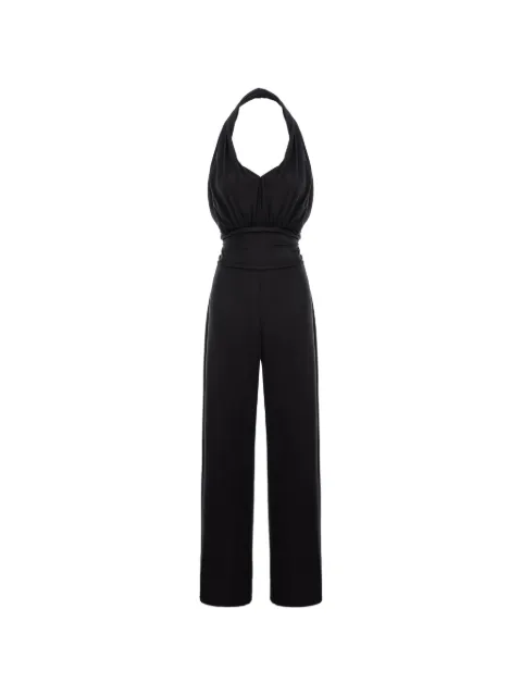 CuAnna halterneck ruched jumpsuit Black YVIOVERALLS