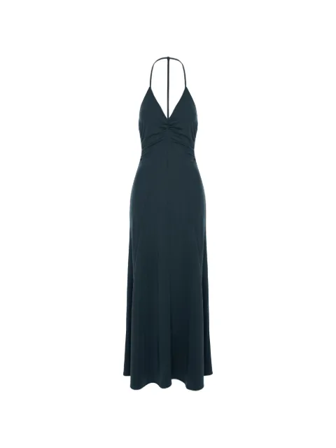 CuAnna halterneck gathered dress Green MILEYDRESS