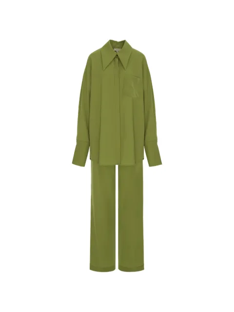 CuAnna pointed-collar wide-leg suit Green MARGIESUIT