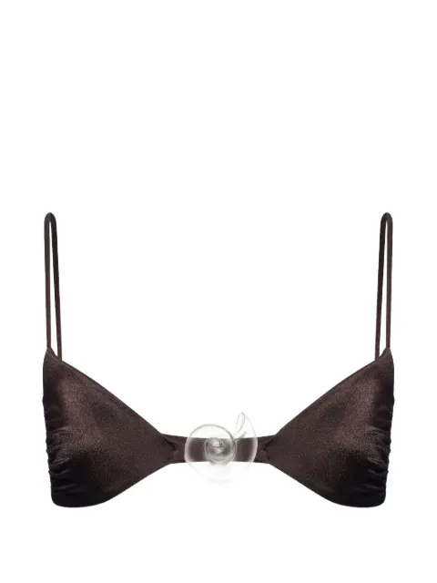 SALT & WAVE Aphrodite shell-embellished bikini top Brown SLT611