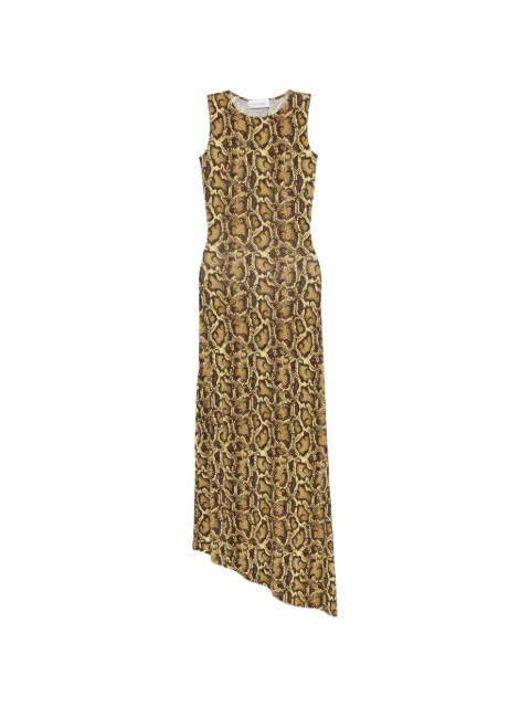 Marine Serre snake-print asymmetric dress Brown WDR48ACJER0108